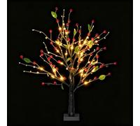Red Berry Blossom Twinkling Tree,Christmas Decor with LED Lights - Festive Home Decoration - for Home Decorators Event Planners Apartment Office Living Room Bedroom Nursery Winter