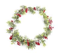 Red Berry Christmas Garland with Pine Cone Garland Artificial Garland,160cm Seasonal Artificial Rustic Snowy Pine Needle for Indoor Outdoor Garden Xmas Party Decor
