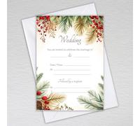 Red Berry Christmas Wedding Invitations with Envelopes: Red Berry Winter Wedding Invites (Pack of 20 with Envelopes)
