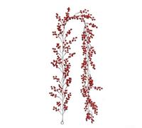 Red Berry Garland 195cm Plastic for flexible Shapeable Artificial | Realistic Hand-Painted Red Berries Indoor Outdoor Decor Adaptable for Christmas Trees Fireplaces Banisters