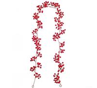 Red Berry Garland 195cm Plastic for flexible Shapeable Artificial | Realistic Hand-Painted Red Berries Indoor Outdoor Decor Adaptable for Christmas Trees Fireplaces Banisters
