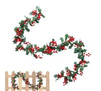 Red Berry Garland Red Berries Realistic Artificial Leaves Ornaments | Fireplace Pine Garland for Outdoor Porch Mantel Mailbox Party Festival Kitchen Offices Bookshelf Gate Campfire B