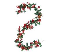 Red Berry Garlands Realistic Artificial Ornaments with Leaves | Christmas Garland Outdoor Indoor Window Porch Shelf Party Festival Kitchen Offices Door Patio Fire Pit A