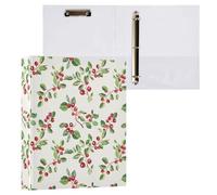 Red Berry Pattern 3 D-Ring Binder A4 1 Pack with 200 Sheet for Kids School Supplies Women Men Office
