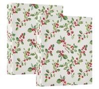 Red Berry Pattern 3 D-Ring Binder A4 2 Pack with 200 Sheet for Kids School Supplies Women Men Office
