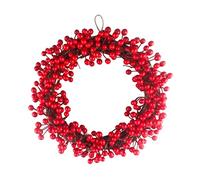 Red Berry Wreath 13.78inch Christmas Berries Wreath for Front Door Artificial Berries Xmas Hanging Door Decor for Christmas Home Decor |Plastic decorations