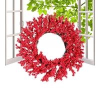 Red Berry Wreath 19.69 Inch Artificial Rustic Winter Decoration | Red Berry Holiday Wreath for Indoor Outdoor Wall Porch Window Fireplace Living Room