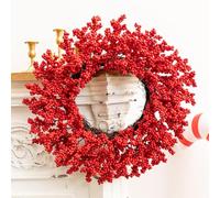 Red Berry Wreath Christmas Wreath 50cm Large Red Berry Christmas Door Wreath Artificial Christmas Garlands Christmas Berries Wreath for Front Door Christmas Wreaths for Home, Cafe, Hotel