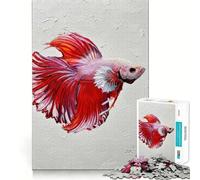 Red Betta Fish Painting Jigsaw Puzzles 1000 Pieces for Teenagers Raise Memory Easy Leisure Clean Edge Xmas Surprise (38x26cm)
