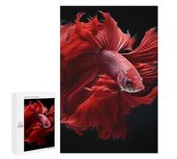Red Betta Siamese Fighting Fish Jigsaw Puzzles for Adults 1000 PCS Wooden Puzzles Unique Puzzle Gifts