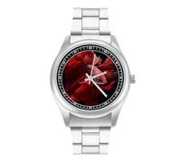 Red Betta Siamese Fighting Fish Men's Casual Watch with Stainless Steel Strap Alloy Quartz Wrist Watches