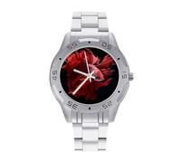 Red Betta Siamese Fighting Fish Men's Watches Stainless Steel Watch Strap Analog Quartz Watch Business Wristwatches