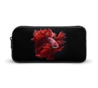 Red Betta Siamese Fighting Fish Pencil Case Cute Pen Pouch Cosmetic Bag Pecil Box Organizer for Travel Office
