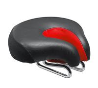 (Red) Bicycle Noseless Saddle Wide Large Soft PVC PU Pad
