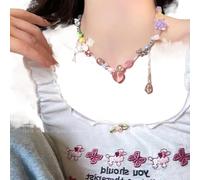 Red Big Apples Shape Pendant Necklace Simple Transparent Glass Puffy Love Apples Beaded Crystalchain Necklace