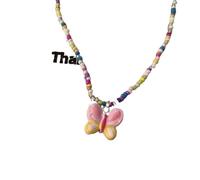 Red Big Apples Shape Pendant Necklace Simple Transparent Glass Puffy Love Apples Beaded Crystalchain Necklace