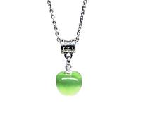 Red Big Apples Shape Pendant Necklace Simple Transparent Glass Puffy Love Apples Beaded Crystalchain Necklace