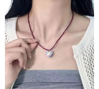 Red Big Apples Shape Pendant Necklace Simple Transparent Glass Puffy Love Apples Beaded Crystalchain Necklace