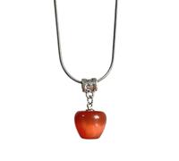 Red Big Apples Shape Pendant Necklace Simple Transparent Glass Puffy Love Apples Beaded Crystalchain Necklace