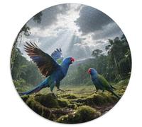 Red-billed Blue Parrot 1000 Piece Circular Puzzle For Families Logical Thinking Creativity Building Youth-Friendly Bird Family Time Living Room Display 1000pcs (67.5x67.5cm)