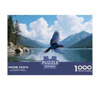 Red-billed Blue Parrot 1000 Piece Puzzle Difficult Logic Challenge For Adults Focus Enhancer Evening Use Bird Collectible Quality 38x26cm/1000pcs
