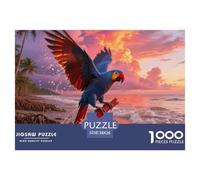 Red-billed Blue Parrot 1000 Piece Puzzle Educational Game For Kids Ages 6+ Cognitive Skills Bird Idea 38x26cm/1000pcs