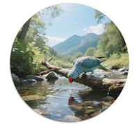 Red-billed Blue Parrot 1000 Piece Round Puzzle For Cognitive Growth Young Adults Mind Building Bird Creative Outlet Room Decoration 1000pcs (67.5x67.5cm)