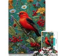 Red Bird And Flowers 1000 Piece Jigsaw Puzzles for Teenagers,Toys Educational Games Stress Relieving Wishlist with Santa Claus (75x50cm)