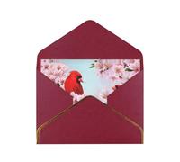 Red Bird Branch Blossom Greetings Romantic Card With Envelopes, Send To A Close Friend,Phnom Penh Pearl Paper Greeting Card