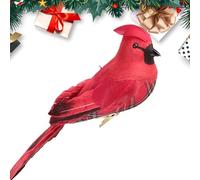 Red Bird - Feathered Christmas Tree Clip Decoration, Realistic Cardinal Figurine Accent, Vibrant Festive Touch for Wreaths, Garlands, Garden Displays, Decor d