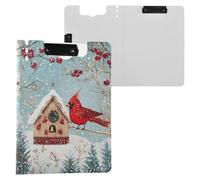 Red Bird Holiday Christmas Snow Clipboard Folder, A4 Size Folder Clipboard with Pen Slot for Office School