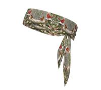 Red Bird Holly Berry Branches Print Sports Head Tie Bandanas - Stylish, and Comfortable Athletic Sweatbands for Running, Yoga, Cycling