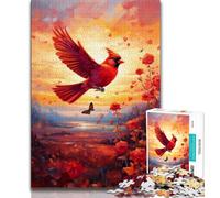 Red Bird Jigsaws Puzzles 1000 Pieces for Adults Gifts,Challenging Family Activity Games DIY Toy for Home Wall Decor Gifts (50x75cm)