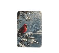 Red Bird On Evergreen Tree In Winter Car Air Fresheners 4 Pcs Hanging Scented Cards Fragrance Scented Cards For Car Aromatherapy Tablets