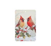 Red Bird Perched On Holly Branch Car Air Fresheners 4 Pcs Hanging Scented Cards Fragrance Scented Cards For Car Aromatherapy Tablets