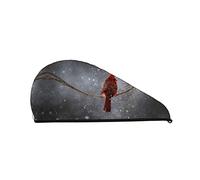 Red Bird Printed Hair Towel Wrap, Super Absorbent Dry Hair Cap for Women Shower Caps for Gym Salon Bath Shower