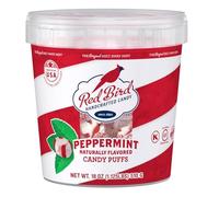 Red Bird Soft Peppermint Candy Puffs, 18 oz Bucket of Mints Individually Wrapped, Non-GMO Verified, Kosher