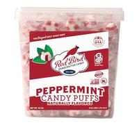 Red Bird Soft Peppermint Candy Puffs 52 oz Tub, Mints are Individually Wrapped, Gluten Free, Kosher, Free from Top 8 Allergens, Made with 100% Pure Cane Sugar
