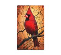 Red Bird Stained Glass Single Toggle Blank Wall Plate Light Switch Cover Decorative 1 Gang for Kitchen Room Bathroom Size 11.4x7cm