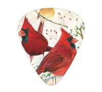 Red Birds 12-Pack Guitar Picks Set â€“ Unique Single-Sided Printed Picks With Abs Material For Acoustic, Electric Guitars & Ukuleles