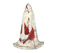 Red Birds Hooded Cape For Teenagers Witch Vampire Cosplay Party Halloween Christmas Printed Long Cloak