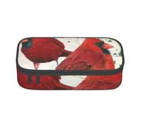 Red Birds Print Pencil Bag Pen Case, Large Capacity Stationery Pouch Pencil Holder Desk Organizer for School Office Supplies