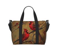 Red Birds Print Travel Duffel Bag, Lightweight Water-Resistant Weekender Spacious Gym & Travel Bag for Men, Women & Teens