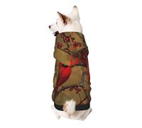 Red birds Printed Dog Hoodie Soft Dog Sweatshirt Cute Cat Dog Clothes for Small Dogs Kitten Puppy, 2XL