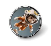 Red Black Abstract Enamel Lapel Pins - Round Cute Badge Brooches, Unisex Metal Pin for Clothing, Hats, Bags & Backpacks, Space Monkey Astronaut, Circular