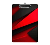Red Black Acrylic Clipboard A4, Durable Smooth Writing Board with Metal Clip, Portable Wall Mountable Document Clip Board for Office Classroom Nurses and Teachers