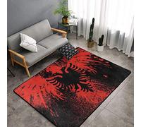 Red Black Albanian Flag of Eagle Bird Kitchen Rug Memory Foam Floor Pad Rugs with Non-Slip Rubber Backing, Fast Dry Throw Bath Rugs Standing Mat Home Decor Cozy Nursery Rugs