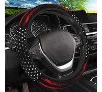 Red Black American Flag Elastic Steering Wheel Cover, Non-Slip Breathable Neoprene Steering Wheel Covers, Men Car Accessories, Universal 15 Inch Fit Auto, Suvs, Truck