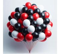 Red Black and White Balloons 10 Inch 25 Pack Latex Balloons Set for Boys Casino Racing Theme Birthday Wedding Baby Shower Graduation Party Decorations
