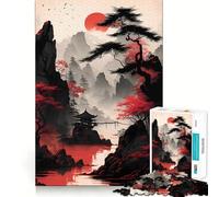 Red Black Asian Style Jigsaw Puzzles for Adults1000 Pieces Smart Game Quiet Calm Pattern Assembly Amazing Present (38x26cm)